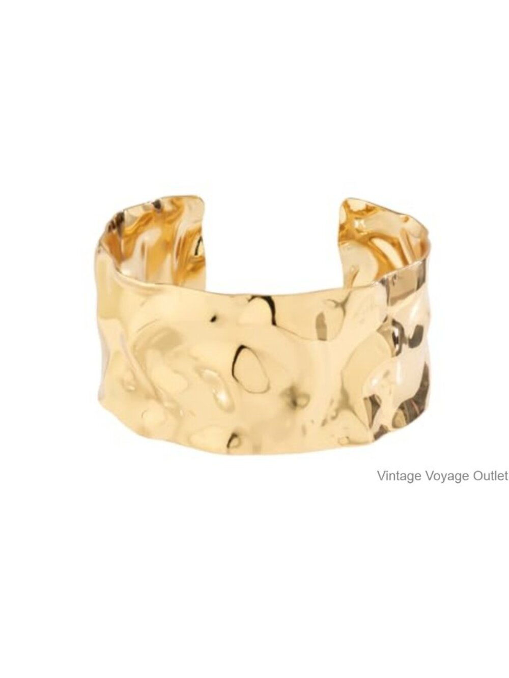 Hammered Brass Open Cuff Bracelet Adjustable Chunky Statement Bangle